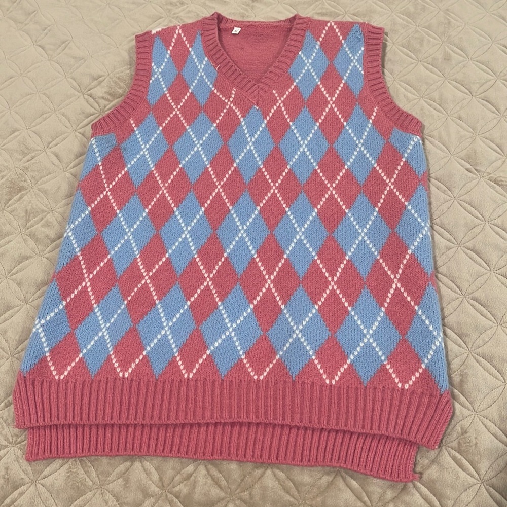 Pink and Blue sweater vest
